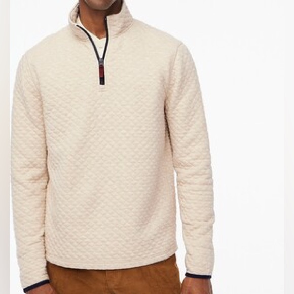 Men’s medium J.Crew Quilted Fleece Quarter-Zip Pullover Sweater - Picture 1 of 5